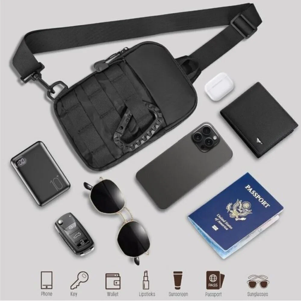 🆕Men Black Camo Small Inspired Waterproof Utility Chest Crossbody Sling Bag
